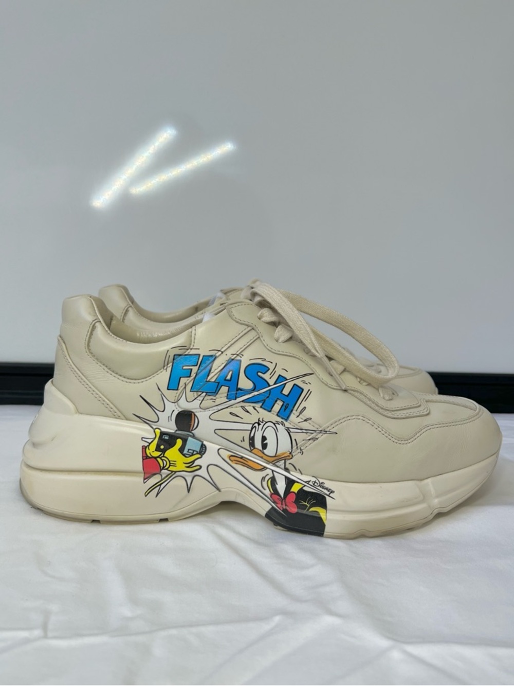 Gucci x Disney Rhyton “Donald Duck Flash” Leather Chunky Sneakers Size 8 - Picture 3 of 14